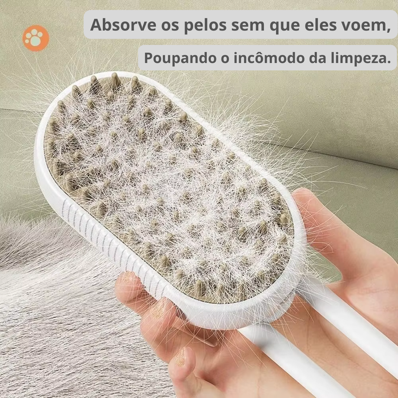 Escova a Vapor 3 em 1 para Gatos e Cães – Cuidado, Limpeza e Conforto em um Só Produto!