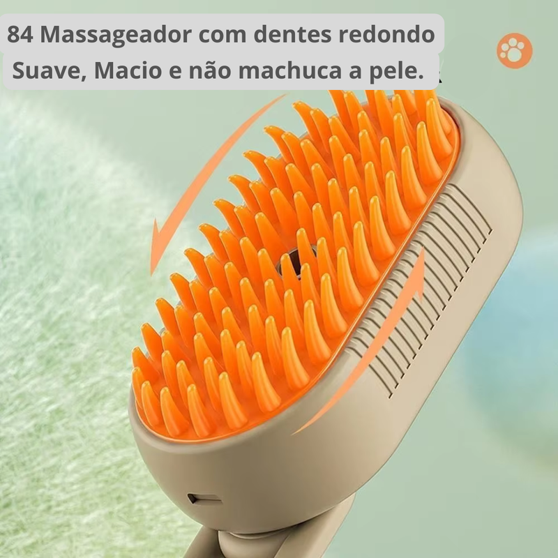 Escova a Vapor 3 em 1 para Gatos e Cães – Cuidado, Limpeza e Conforto em um Só Produto!
