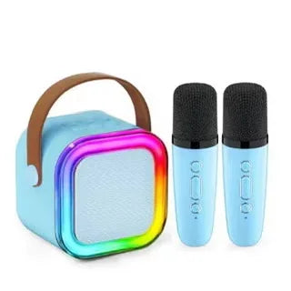 Caixa de Som Portátil com 2 Microfones – Diversão Garantida no Seu Karaokê!
