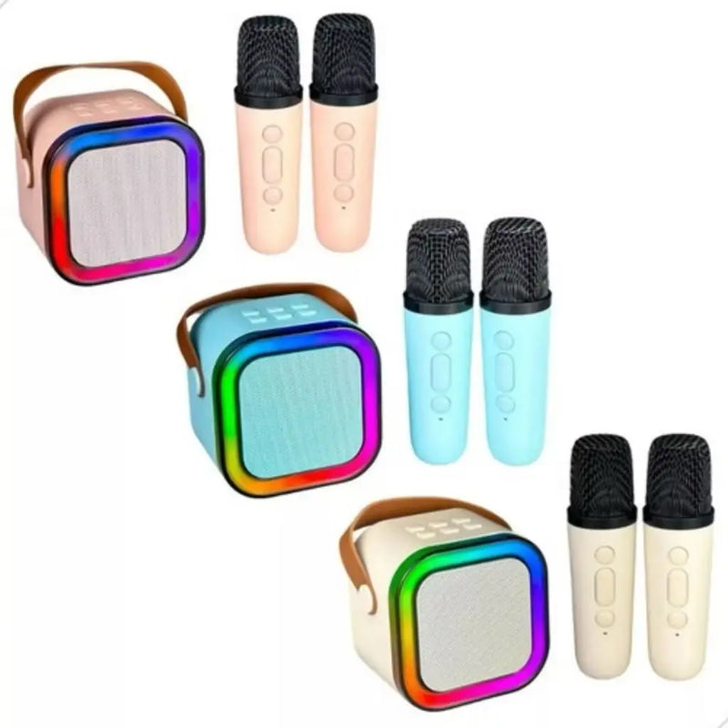 Caixa de Som Portátil com 2 Microfones – Diversão Garantida no Seu Karaokê!