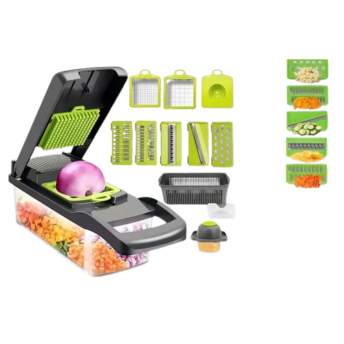 Fatiador e Cortador de Legumes 16 em 1 – Multifuncional com Coletor